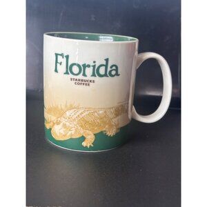 Starbucks Florida Global Icon Series 16 Oz‎ Ceramic Mug Green & Beige